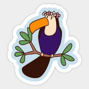 Flower Crown Toucan Sticker